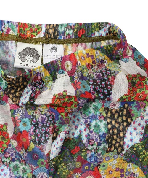 ScoLar（スカラー）の「151609：蝶花ネコとウサギ 3柄展開チュールレギンス（レギンス/スパッツ・レディース・ブラック/オフホワイト/グリーン・M）」の8枚目の写真