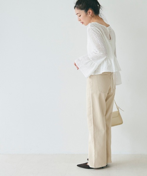 coca(coca)(コカ)の「カラーデニムセミワイドパンツ(デニムパンツ・レディース・ライトピンク/ライトベージュ・S/M/L)」の22枚目の写真