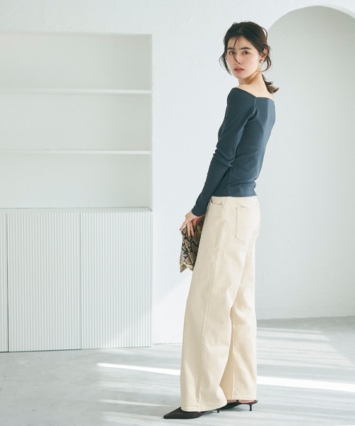 セール】カラーデニムセミワイドパンツ（デニムパンツ）｜coca（coca