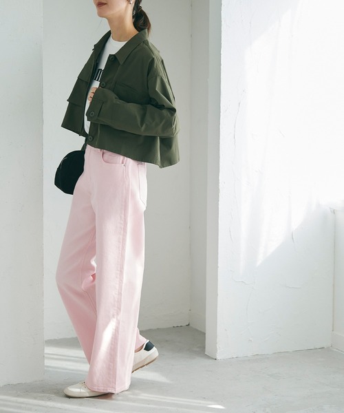 coca(coca)(コカ)の「カラーデニムセミワイドパンツ(デニムパンツ・レディース・ライトピンク/ライトベージュ・S/M/L)」の5枚目の写真