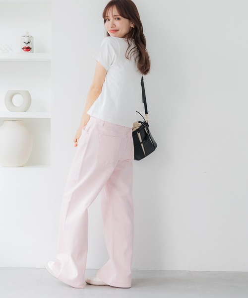 coca(coca)(コカ)の「カラーデニムセミワイドパンツ(デニムパンツ・レディース・ライトピンク/ライトベージュ・S/M/L)」の17枚目の写真
