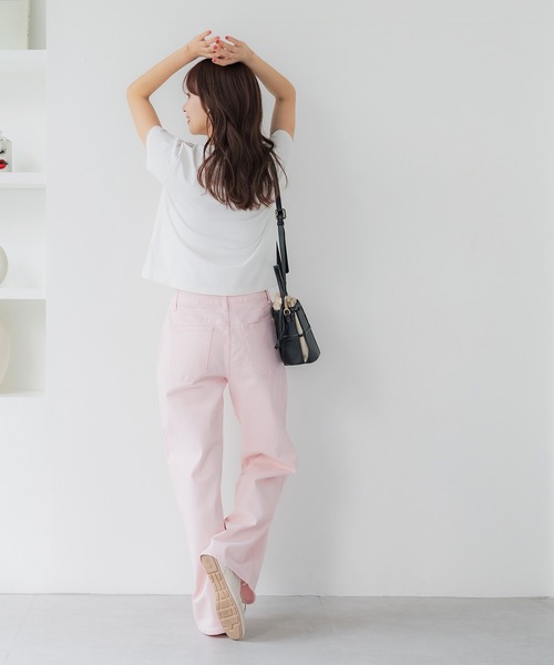 coca(coca)(コカ)の「カラーデニムセミワイドパンツ(デニムパンツ・レディース・ライトピンク/ライトベージュ・S/M/L)」の20枚目の写真