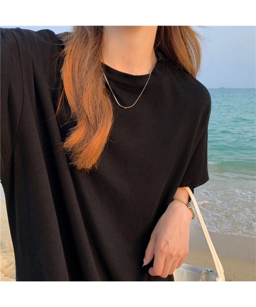 Asterellivi（アステレリビ）の「ゆったりTシャツワンピース（ワンピース・レディース・ブラウン/ホワイト/ブラック/キャメル・FREE）」の2枚目の写真