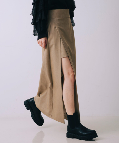 SELFIST(セルフィスト)の「【nonno掲載】ショートパンツ付きスリットロングスカート 夏服 オールシーズン タイトスカート ハイウエスト(スカート・レディース・ブラウン/ブラック/ベージュ・38/36)」の1枚目の写真