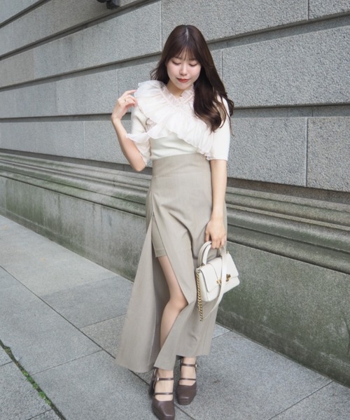 SELFIST(セルフィスト)の「【nonno掲載】ショートパンツ付きスリットロングスカート 夏服 オールシーズン タイトスカート ハイウエスト(スカート・レディース・ブラウン/ブラック/ベージュ・38/36)」の5枚目の写真