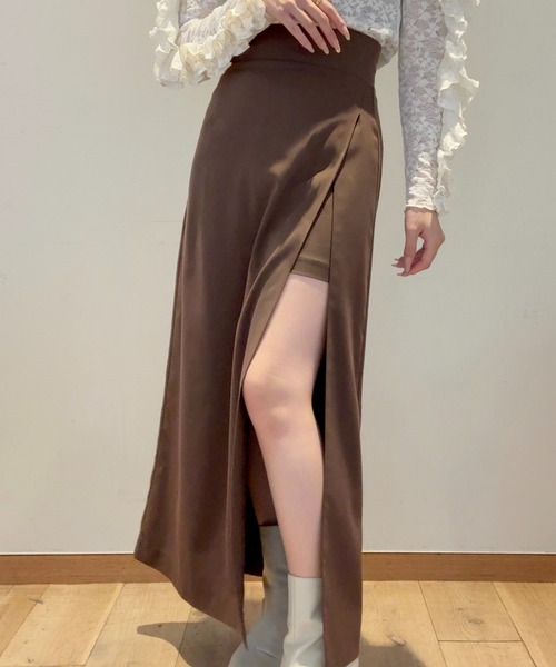 SELFIST(セルフィスト)の「【nonno掲載】ショートパンツ付きスリットロングスカート 夏服 オールシーズン タイトスカート ハイウエスト(スカート・レディース・ブラウン/ブラック/ベージュ・38/36)」の16枚目の写真