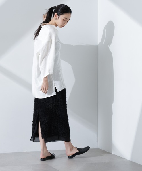 NANO universe(ナノユニバース)の「Anti Smell Linen プルオーバーVネックシャツ(シャツ/ブラウス・レディース・ホワイト/ブラック/ベージュ・FREE)」の10枚目の写真