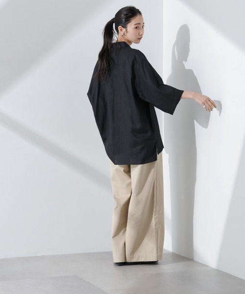 NANO universe(ナノユニバース)の「Anti Smell Linen プルオーバーVネックシャツ(シャツ/ブラウス・レディース・ホワイト/ブラック/ベージュ・FREE)」の19枚目の写真