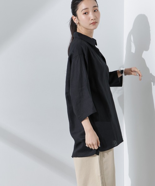 NANO universe(ナノユニバース)の「Anti Smell Linen プルオーバーVネックシャツ(シャツ/ブラウス・レディース・ホワイト/ブラック/ベージュ・FREE)」の15枚目の写真