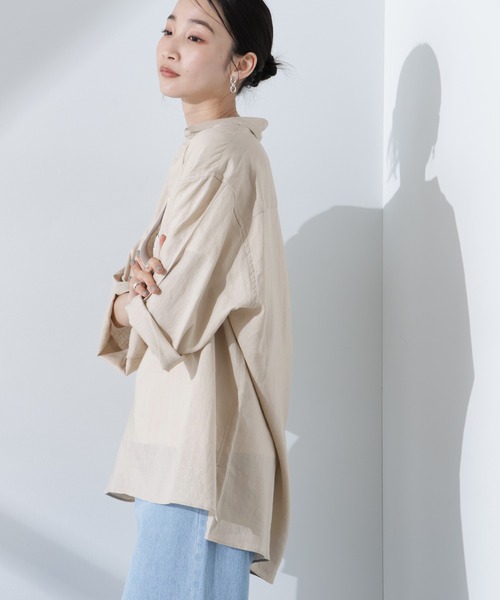 NANO universe(ナノユニバース)の「Anti Smell Linen プルオーバーVネックシャツ(シャツ/ブラウス・レディース・ホワイト/ブラック/ベージュ・FREE)」の22枚目の写真
