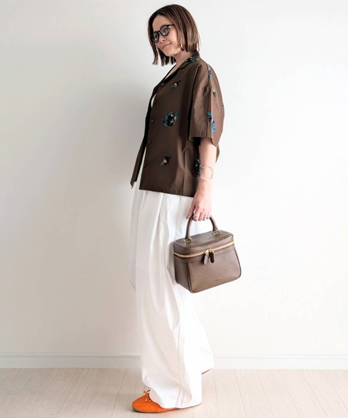 notch.（ノッチ）の「【 notch. by yui 】エンブロイダリーオープンカラーシャツ（シャツ/ブラウス・レディース・ブルー/オフホワイト/イエロー/ブラウン・M）」の7枚目の写真