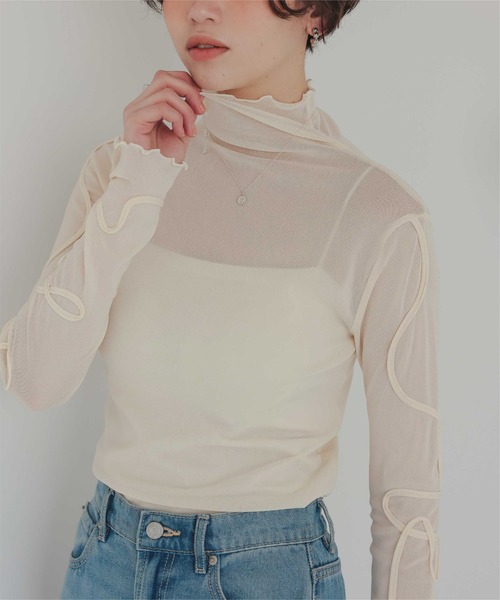 titivate(ティティベイト)の「袖コード刺繍ハイネックプルオーバー(Tシャツ/カットソー・レディース・チャコール/ブルー/アイボリー・M)」の15枚目の写真