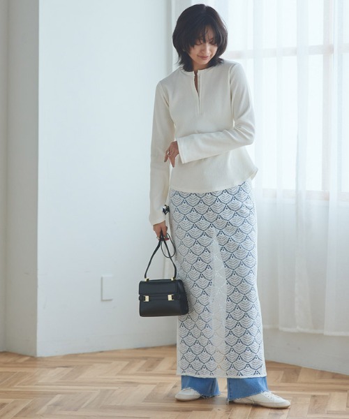 RASW（ラス）の「[RASW]ペチスカート付きレーススカート（スカート・レディース・オフホワイト/ブラック・PM/M/L）」の8枚目の写真