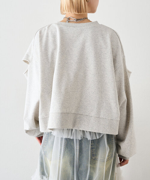 w closet（ダブルクローゼット）の「肩スリットロゴスウェット（Tシャツ/カットソー・レディース・ピンク/チャコールグレー/アイボリー・FREE）」の7枚目の写真