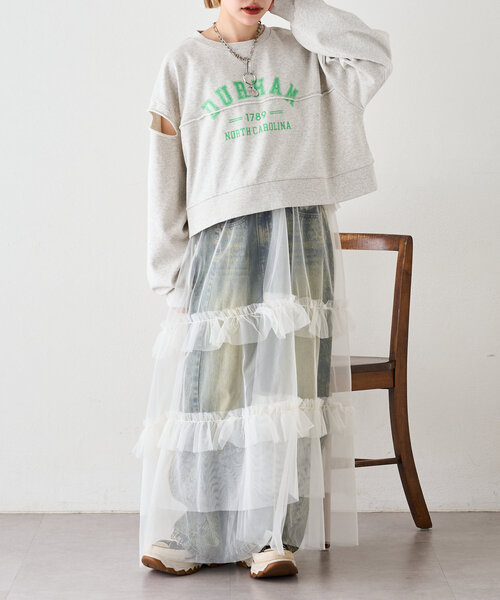 w closet（ダブルクローゼット）の「肩スリットロゴスウェット（Tシャツ/カットソー・レディース・ピンク/チャコールグレー/アイボリー・FREE）」の9枚目の写真