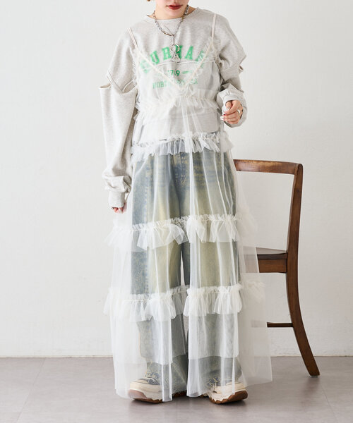 w closet（ダブルクローゼット）の「肩スリットロゴスウェット（Tシャツ/カットソー・レディース・ピンク/チャコールグレー/アイボリー・FREE）」の10枚目の写真