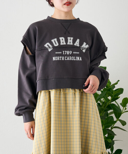 w closet（ダブルクローゼット）の「肩スリットロゴスウェット（Tシャツ/カットソー・レディース・ピンク/チャコールグレー/アイボリー・FREE）」の16枚目の写真