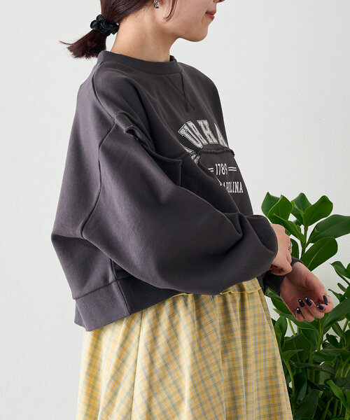 w closet（ダブルクローゼット）の「肩スリットロゴスウェット（Tシャツ/カットソー・レディース・ピンク/チャコールグレー/アイボリー・FREE）」の19枚目の写真