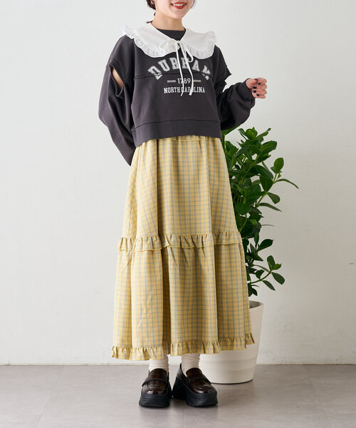 w closet（ダブルクローゼット）の「肩スリットロゴスウェット（Tシャツ/カットソー・レディース・ピンク/チャコールグレー/アイボリー・FREE）」の22枚目の写真