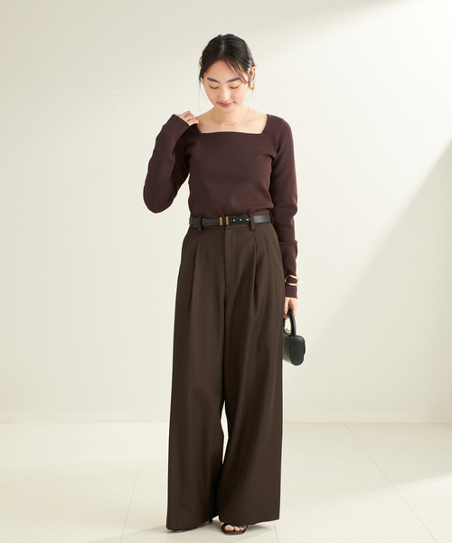 plage（プラージュ）の「R'IAM スクエアネックプルオーバー（ニット/セーター・レディース・アイボリー/ブラウン・FREE）」の3枚目の写真