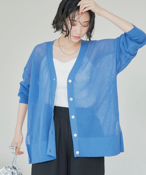 coen(コーエン)の「サラコカタアゼVネックニットカーディガン(カーディガン/ボレロ・レディース・ライトグレー/コバルトブルー/モカ/ダークグレー・FREE)」の1枚目の写真