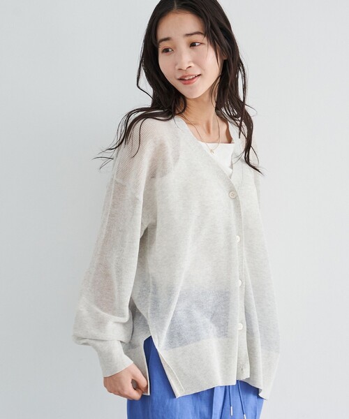 coen(コーエン)の「サラコカタアゼVネックニットカーディガン(カーディガン/ボレロ・レディース・ライトグレー/コバルトブルー/モカ/ダークグレー・FREE)」の2枚目の写真