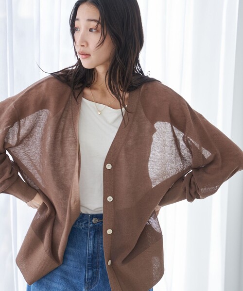 coen(コーエン)の「サラコカタアゼVネックニットカーディガン(カーディガン/ボレロ・レディース・ライトグレー/コバルトブルー/モカ/ダークグレー・FREE)」の4枚目の写真