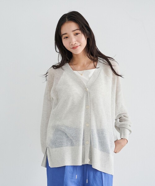 coen(コーエン)の「サラコカタアゼVネックニットカーディガン(カーディガン/ボレロ・レディース・ライトグレー/コバルトブルー/モカ/ダークグレー・FREE)」の5枚目の写真