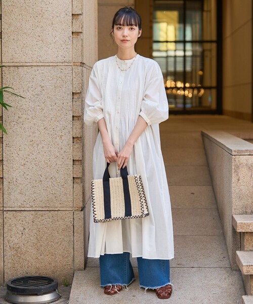 セール】インド ピンタックワンピース/マオカラーシャツワンピース