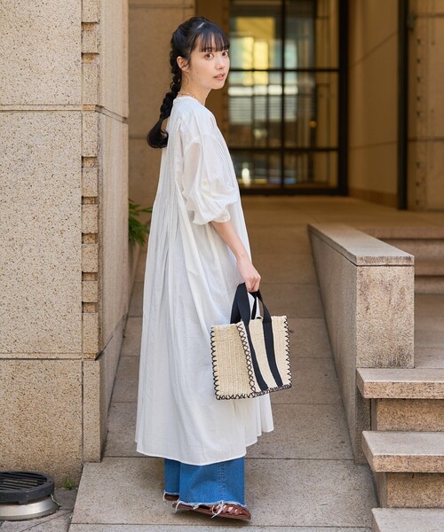 セール】インド ピンタックワンピース/マオカラーシャツワンピース