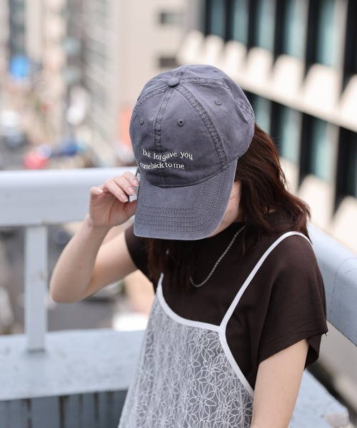 セール】ウェーブロゴ刺繍ピグメント加工キャップ / 紫外線対策