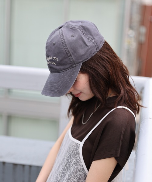 セール】ウェーブロゴ刺繍ピグメント加工キャップ / 紫外線対策