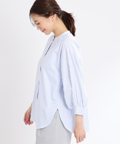 Reflect / リフレクト 【夏SALE／E‐QUALITY／手洗い可／羽織りでも◎】ストライプブラウス 夏SALE／E‐QUALITY／手洗い可／羽織りでも◎】ストライプ