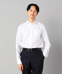 【形態安定】【市松柄】ジャカード カッタウェイカラーシャツ