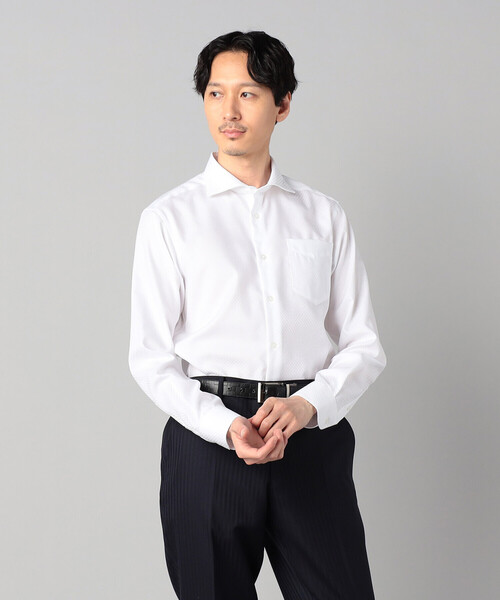 COMME CA MEN（コムサメン）の「【形態安定】【市松柄】ジャカード カッタウェイカラーシャツ（シャツ/ブラウス・メンズ・ブラック/ホワイト/ライトグレー・S/L/M/XL）」の21枚目の写真