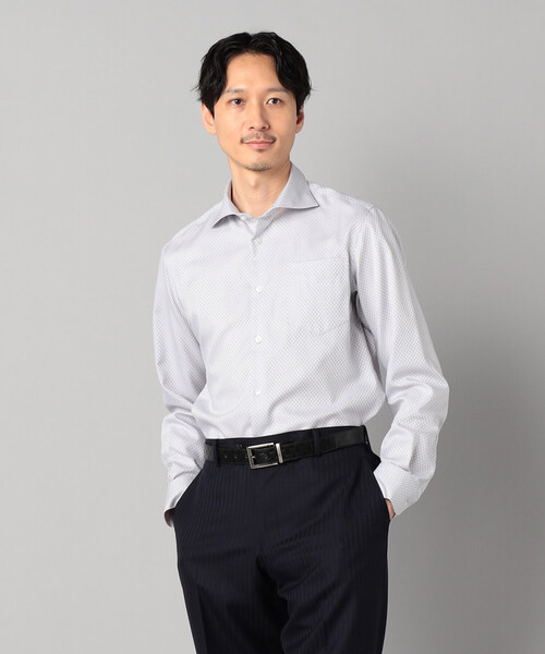 COMME CA MEN（コムサメン）の「【形態安定】【市松柄】ジャカード カッタウェイカラーシャツ（シャツ/ブラウス・メンズ・ブラック/ホワイト/ライトグレー・S/L/M/XL）」の18枚目の写真