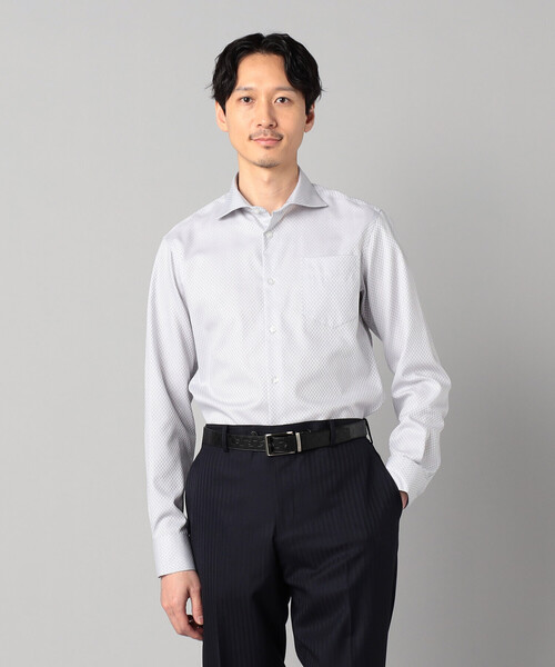 COMME CA MEN（コムサメン）の「【形態安定】【市松柄】ジャカード カッタウェイカラーシャツ（シャツ/ブラウス・メンズ・ブラック/ホワイト/ライトグレー・S/L/M/XL）」の17枚目の写真