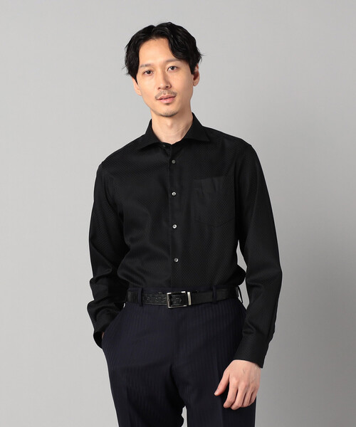 COMME CA MEN（コムサメン）の「【形態安定】【市松柄】ジャカード カッタウェイカラーシャツ（シャツ/ブラウス・メンズ・ブラック/ホワイト/ライトグレー・S/L/M/XL）」の14枚目の写真
