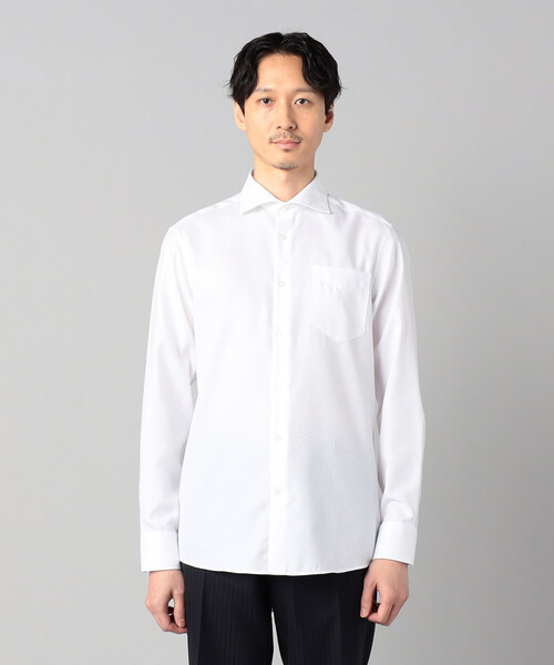 COMME CA MEN（コムサメン）の「【形態安定】【市松柄】ジャカード カッタウェイカラーシャツ（シャツ/ブラウス・メンズ・ブラック/ホワイト/ライトグレー・S/L/M/XL）」の13枚目の写真