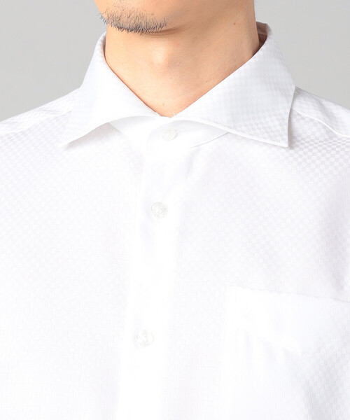 COMME CA MEN（コムサメン）の「【形態安定】【市松柄】ジャカード カッタウェイカラーシャツ（シャツ/ブラウス・メンズ・ブラック/ホワイト/ライトグレー・S/L/M/XL）」の10枚目の写真