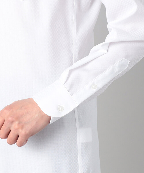 COMME CA MEN（コムサメン）の「【形態安定】【市松柄】ジャカード カッタウェイカラーシャツ（シャツ/ブラウス・メンズ・ブラック/ホワイト/ライトグレー・S/L/M/XL）」の8枚目の写真