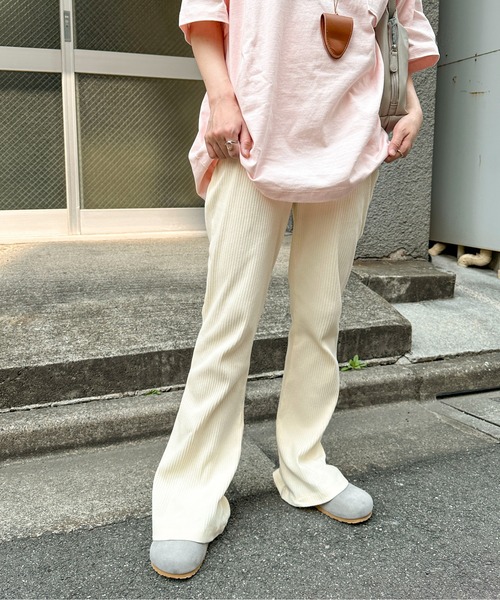 PILIT（ピリット）の「リブフレアパンツ（その他パンツ・レディース・ブラック/オフホワイト/杢グレー/ピンク・MEDIUM）」の18枚目の写真