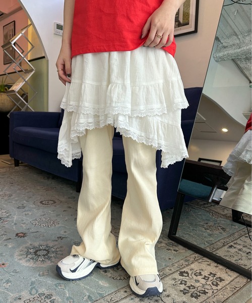 PILIT（ピリット）の「リブフレアパンツ（その他パンツ・レディース・ブラック/オフホワイト/杢グレー/ピンク・MEDIUM）」の22枚目の写真