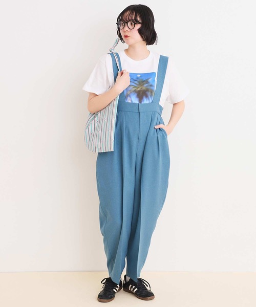 I am I in fact...（アイアムアイインファクト）の「LINEN-LIKE  BONBON パンツ（サロペット/オーバーオール・レディース・サックスブルー/ネイビー・FREE）」の5枚目の写真