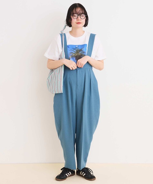 I am I in fact...（アイアムアイインファクト）の「LINEN-LIKE  BONBON パンツ（サロペット/オーバーオール・レディース・サックスブルー/ネイビー・FREE）」の12枚目の写真