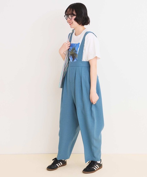 I am I in fact...（アイアムアイインファクト）の「LINEN-LIKE  BONBON パンツ（サロペット/オーバーオール・レディース・サックスブルー/ネイビー・FREE）」の6枚目の写真