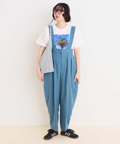 I am I in fact...（アイアムアイインファクト）の「LINEN-LIKE  BONBON パンツ（サロペット/オーバーオール・レディース・サックスブルー/ネイビー・FREE）」の13枚目の写真