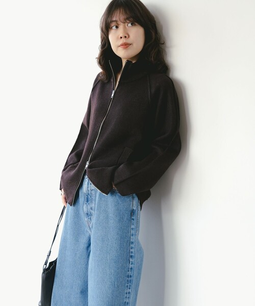 B:MING by BEAMS(ビーミングバイビームス)の「スタンドカラー ニット ジップ ブルゾン(ニット/セーター・レディース・ベージュ/ダークブラウン/グレー・ONE SIZE)」の18枚目の写真
