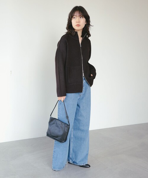 B:MING by BEAMS(ビーミングバイビームス)の「スタンドカラー ニット ジップ ブルゾン(ニット/セーター・レディース・ベージュ/ダークブラウン/グレー・ONE SIZE)」の17枚目の写真