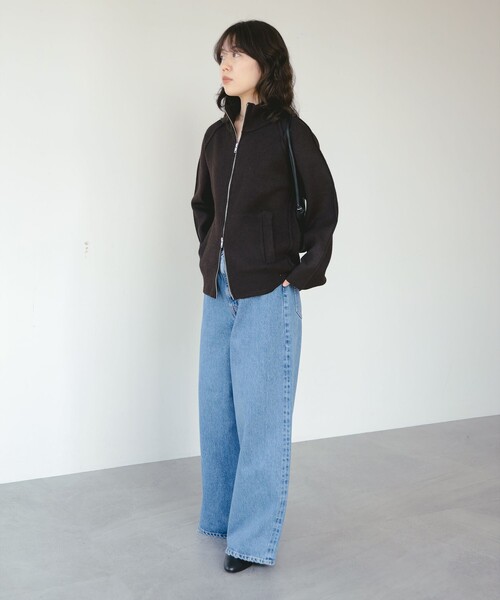 B:MING by BEAMS(ビーミングバイビームス)の「スタンドカラー ニット ジップ ブルゾン(ニット/セーター・レディース・ベージュ/ダークブラウン/グレー・ONE SIZE)」の16枚目の写真